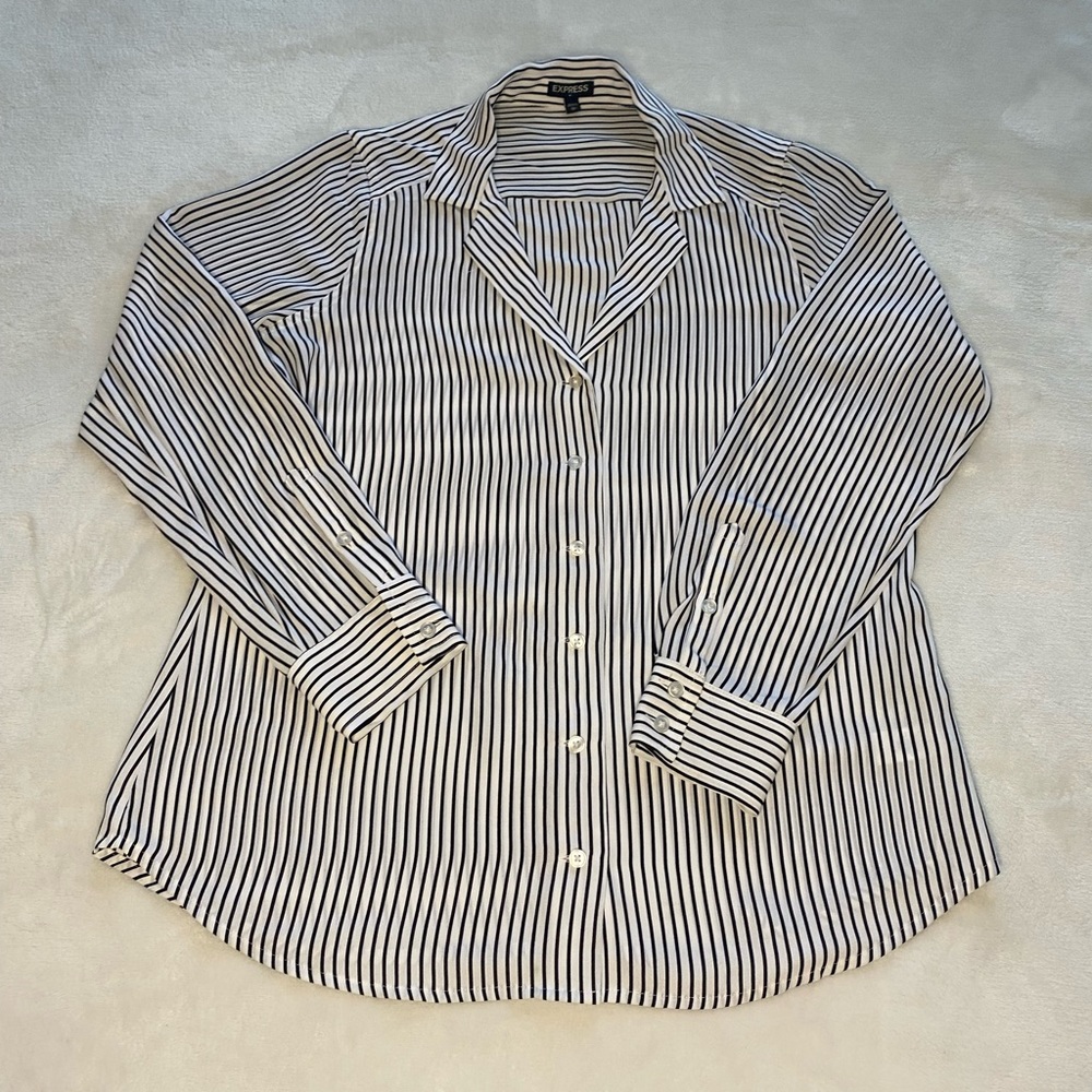 Express White & Black Stripes Blouse